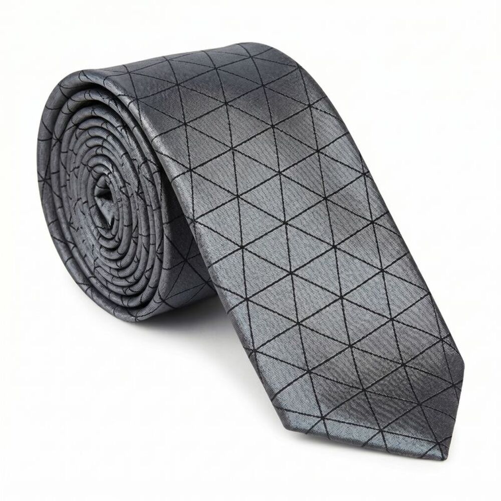 Emporio Armani Gray Silk Geometric Tie
